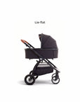 Mimi LUNO lie-flat carrycot attached to the stroller frame