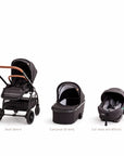Mimi LUNO Complete 4-in-1 set showing stroller seat, carrycot and AVARO infant car seat